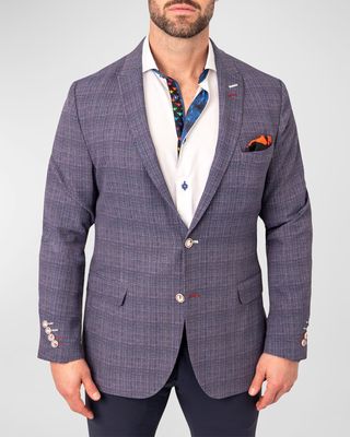 Men's Unconstructed Grid Blazer