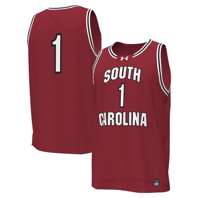 Men's Under Armour #1 Garnet South Carolina Gamecocks Replica Basketball Jersey