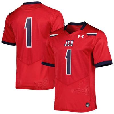 Men's Under Armour #1 Red Jackson State Tigers Team Wordmark Replica Football Jersey