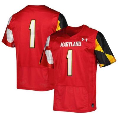 Men's Under Armour #1 Red Maryland Terrapins Premier Limited Jersey