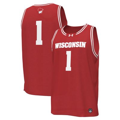 Men's Under Armour #1 Red Wisconsin Badgers Replica Basketball Jersey