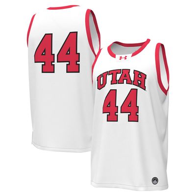 Men's Under Armour #44 White Utah Utes Replica Basketball Jersey
