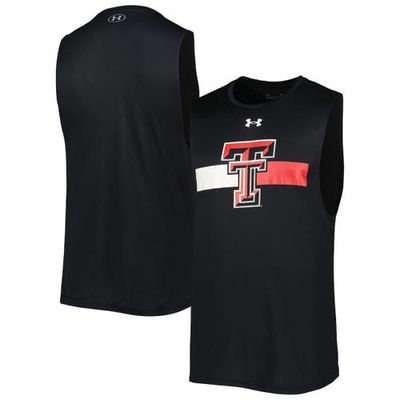 Men's Under Armour Black Texas Tech Red Raiders Logo Striped Tech Performance Tank Top