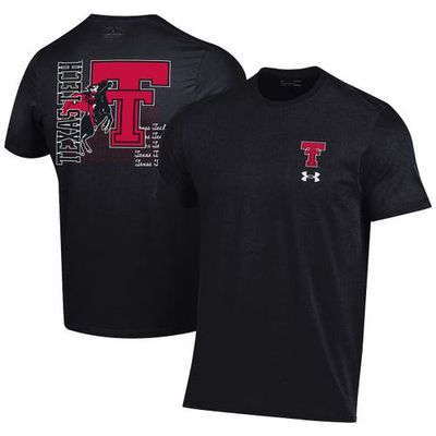 Men's Under Armour Black Texas Tech Red Raiders Throwback Double T Performance Cotton T-Shirt