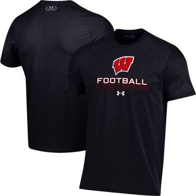 Men's Under Armour Black Wisconsin Badgers Football Fade Performance T-Shirt