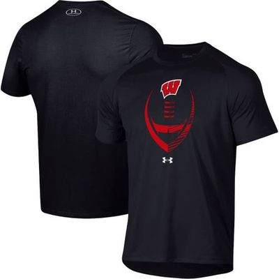 Men's Under Armour Black Wisconsin Badgers Football Icon Performance T-Shirt
