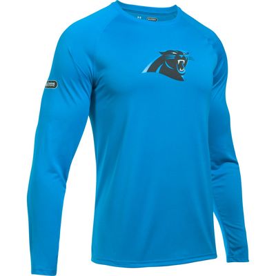 Men's Under Armour Blue Carolina Panthers Combine Authentic Primary Logo Tech Long Sleeve T-Shirt