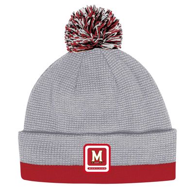 Men's Under Armour Gray Maryland Terrapins 2023 Sideline Performance Cuffed Knit Hat with Pom