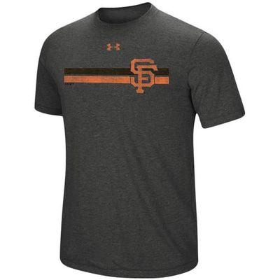 Men's Under Armour Heathered Charcoal San Francisco Giants Stripe Logo Tri-Blend T-Shirt in Heather Charcoal