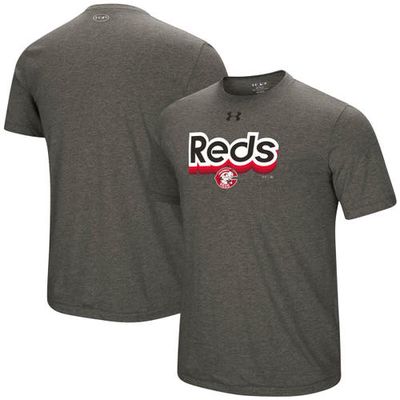 Men's Under Armour Heathered Gray Cincinnati Reds Cooperstown Collection Saturday Morning Tri-Blend Performance T-Shirt in Heather Gray