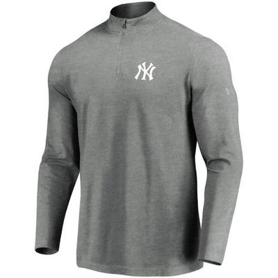 Men's Under Armour Heathered Gray New York Yankees Passion Performance Tri-Blend Quarter-Zip Pullover Jacket in Heather Gray