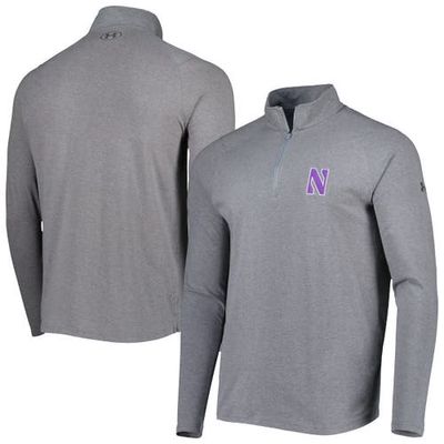 Men's Under Armour Heathered Gray Northwestern Wildcats All Day Tri-Blend Quarter-Zip Jacket in Heather Gray