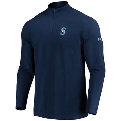 Men's Under Armour Navy Seattle Mariners Passion Performance Tri-Blend Quarter-Zip Pullover Jacket
