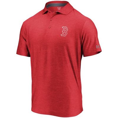 Men's Under Armour Red Boston Red Sox Playoff Outline Left Chest Performance Polo