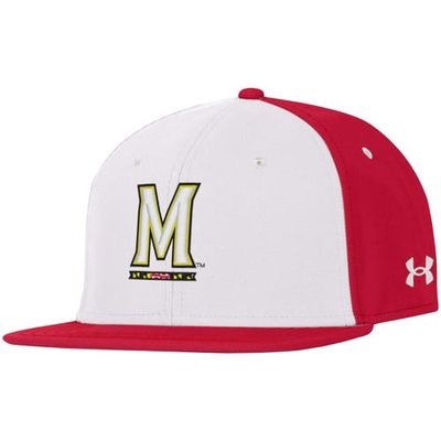 Men's Under Armour White Maryland Terrapins Baseball Flex Fit Hat