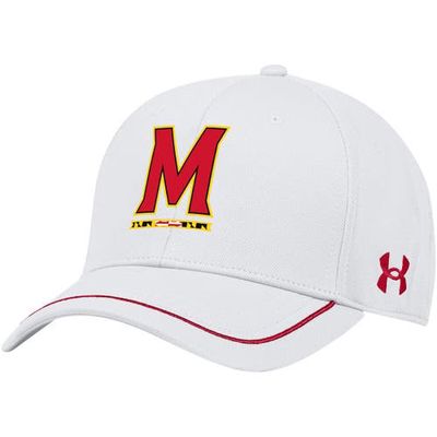 Men's Under Armour White Maryland Terrapins Blitzing Accent Iso-Chill Adjustable Hat