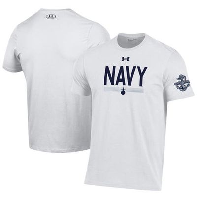 Men's Under Armour White Navy Midshipmen Silent Service Anchor T-Shirt