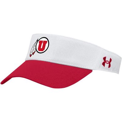 Men's Under Armour White Utah Utes Logo Performance Adjustable Visor