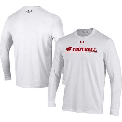 Men's Under Armour White Wisconsin Badgers 2022 Sideline Football Long Sleeve T-Shirt