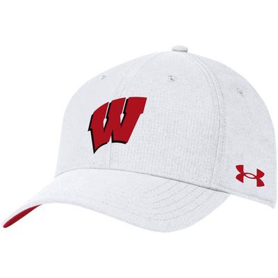 Men's Under Armour White Wisconsin Badgers Airvent Performance Adjustable Hat