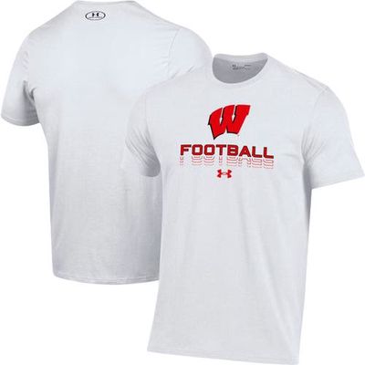 Men's Under Armour White Wisconsin Badgers Football Fade Performance T-Shirt
