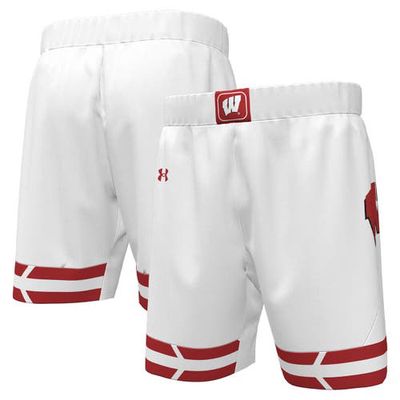 Men's Under Armour White Wisconsin Badgers Replica Basketball Shorts