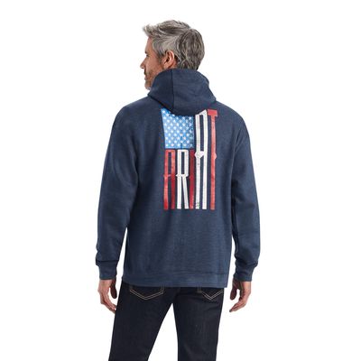 Men's US of A Sweatshirt in Navy Heather, Size: Large_Tall by Ariat