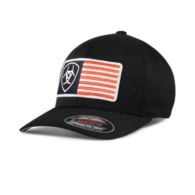 Men's Usa flag patch shield cap in Black, Size: S/M Regular by Ariat