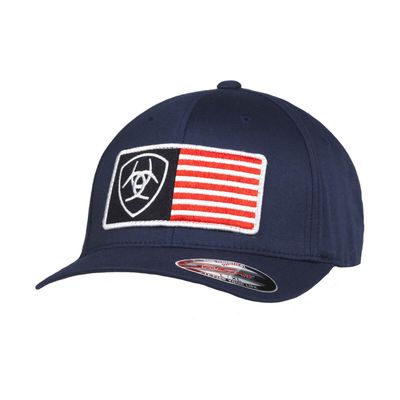 Men's Usa flag patch shield cap in Navy, Size: S/M Regular by Ariat