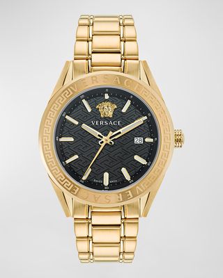 Men's V-Code IP Yellow Gold Bracelet Watch, 42mm