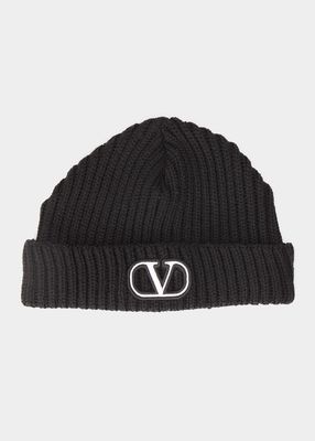 Men's V-Logo Knit Beanie Hat