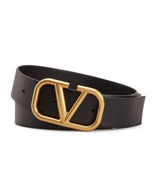 Men's V-Logo Leather Belt