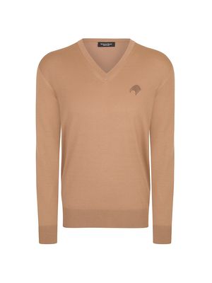 Men's V-Neck Sweater - Light Brown - Size 56