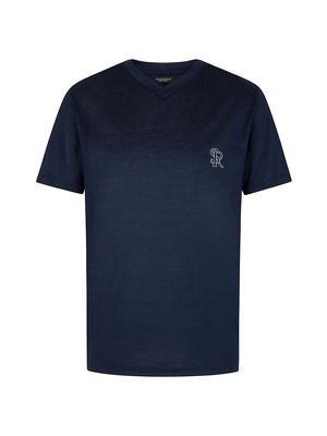 Men's V-Neck T-Shirt - Dark Blue - Size Medium