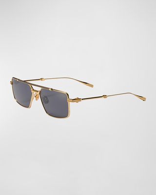 Men's V-SEI Double-Bridge Aviator Sunglasses