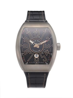 Men's Vanguard Brushed Titanium, Rose Gold, Leather & Rubber Strap Watch - Black Rose Gold - Black Rose Gold