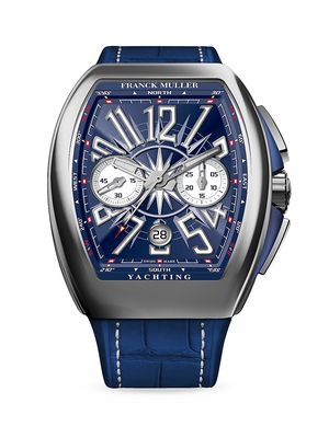 Men's Vanguard Yachting Stainless Steel Alligator & Rubber Strap Chronograph Watch - Navy - Navy