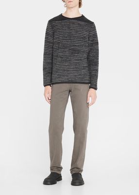 Men's Varied Stripe Wool Crewneck Sweater