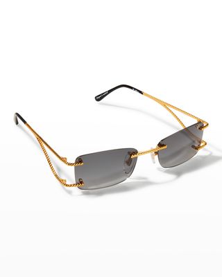 Men's VF Wall Street Rectangle Rimless Sunglasses