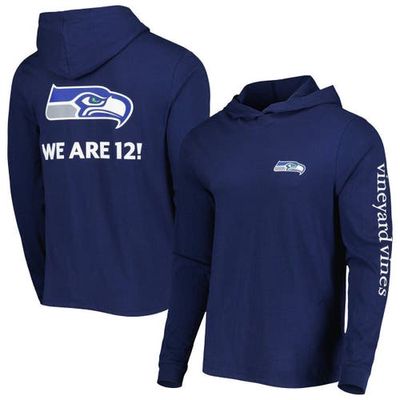 Men's Vineyard Vines College Navy Seattle Seahawks Local Long Sleeve Hoodie T-Shirt