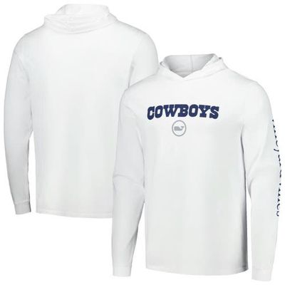 Men's Vineyard Vines White Dallas Cowboys Whale Dot Hoodie Long Sleeve T-Shirt