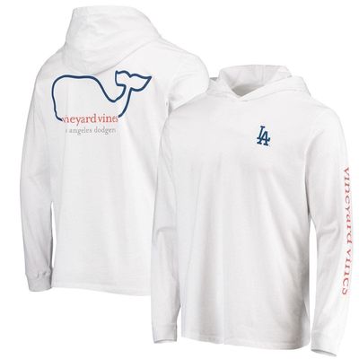 Men's Vineyard Vines White Los Angeles Dodgers Logo Hoodie Long Sleeve T-Shirt