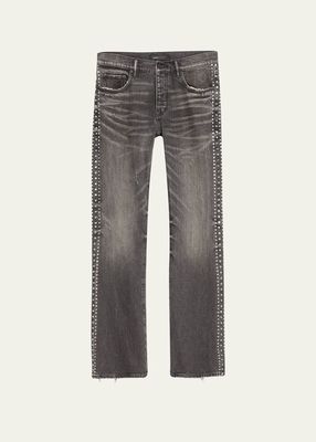 Men's Vintage Flare Jeans with Crystals