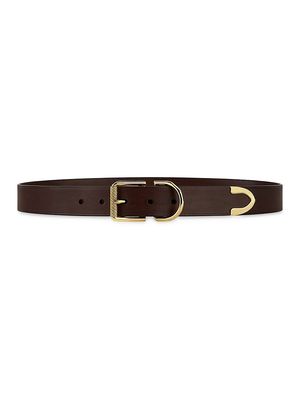 Men's Voyou Belt in Leather - Dark Brown - Size 34