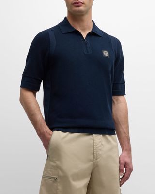 Men's Waffle Knit Polo Shirt