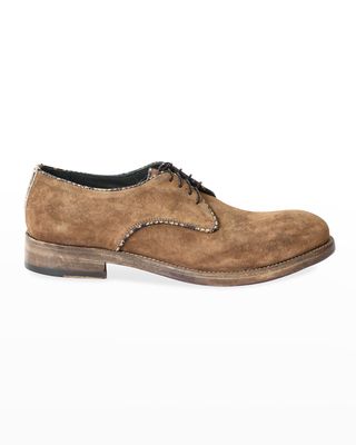 Men's Washed Suede & Python Derby Shoes