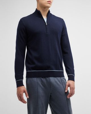 Men's Water-Repellent Cashmere Quarter-Zip Sweater