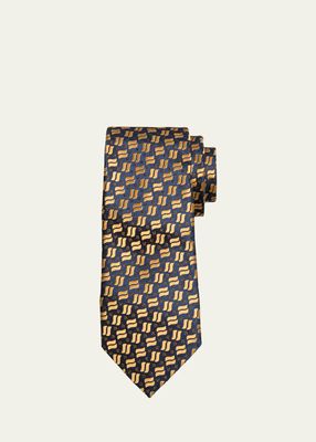 Men's Wavy Rectangle Silk Jacquard Tie