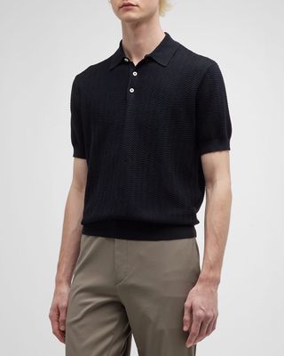 Men's Wavy Textured Polo Shirt