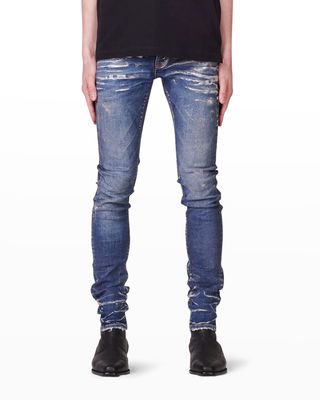 Men's Waxed Metallic Skinny Jeans
